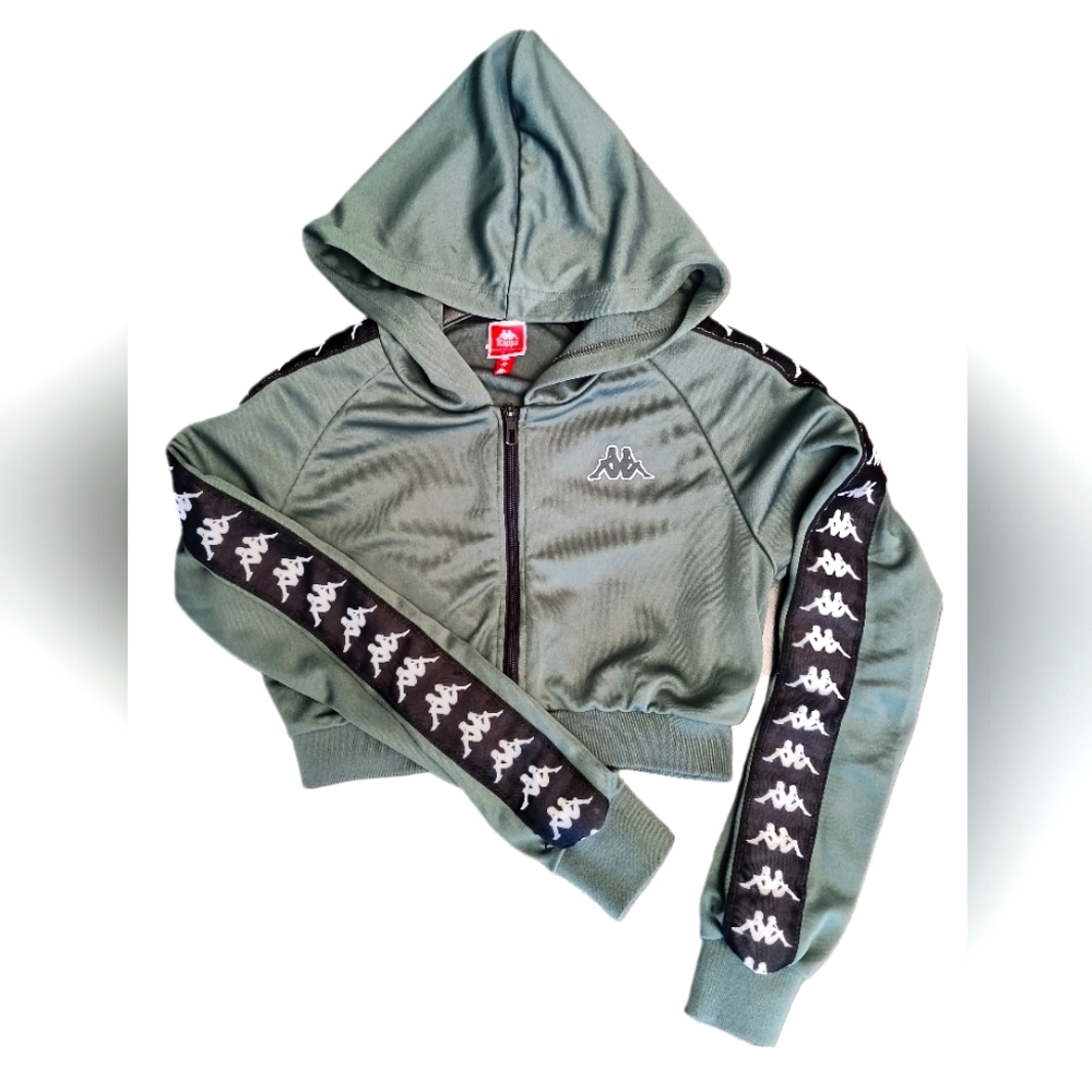 Womens Kappa Green Cropped Zip-Up Jacket Size Small